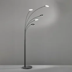 Lámpara de pie LED Dent, negro, 225 cm, metal, CCT, 5 luces.
