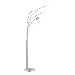 Lámpara de pie LED Dent, níquel/cromo, 225 cm, metal, CCT 5 luces.