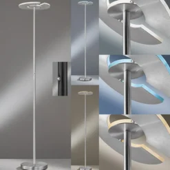 Lámpara de pie LED Dent, níquel/cromo mate, 180 cm, CCT, 1 luz.
