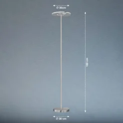 Lámpara de pie LED Dent, níquel/cromo mate, 180 cm, CCT, 1 luz.