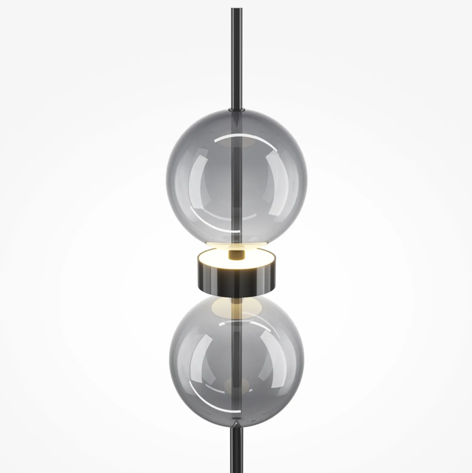Lámpara de pie LED DOUBLE MOON, negro/gris ahumado, altura 146 cm