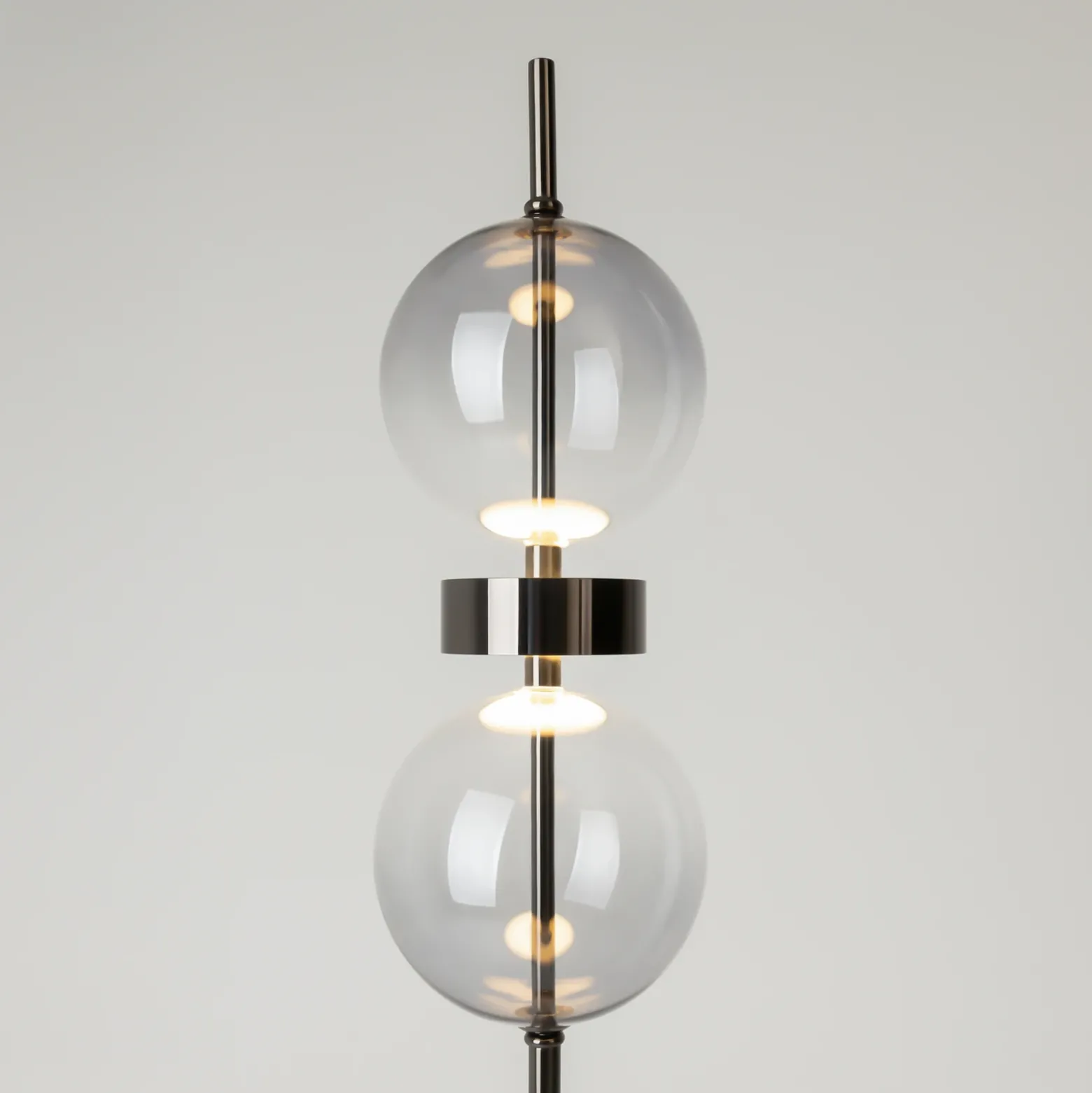 Lámpara de pie LED DOUBLE MOON, negro/gris ahumado, altura 146 cm