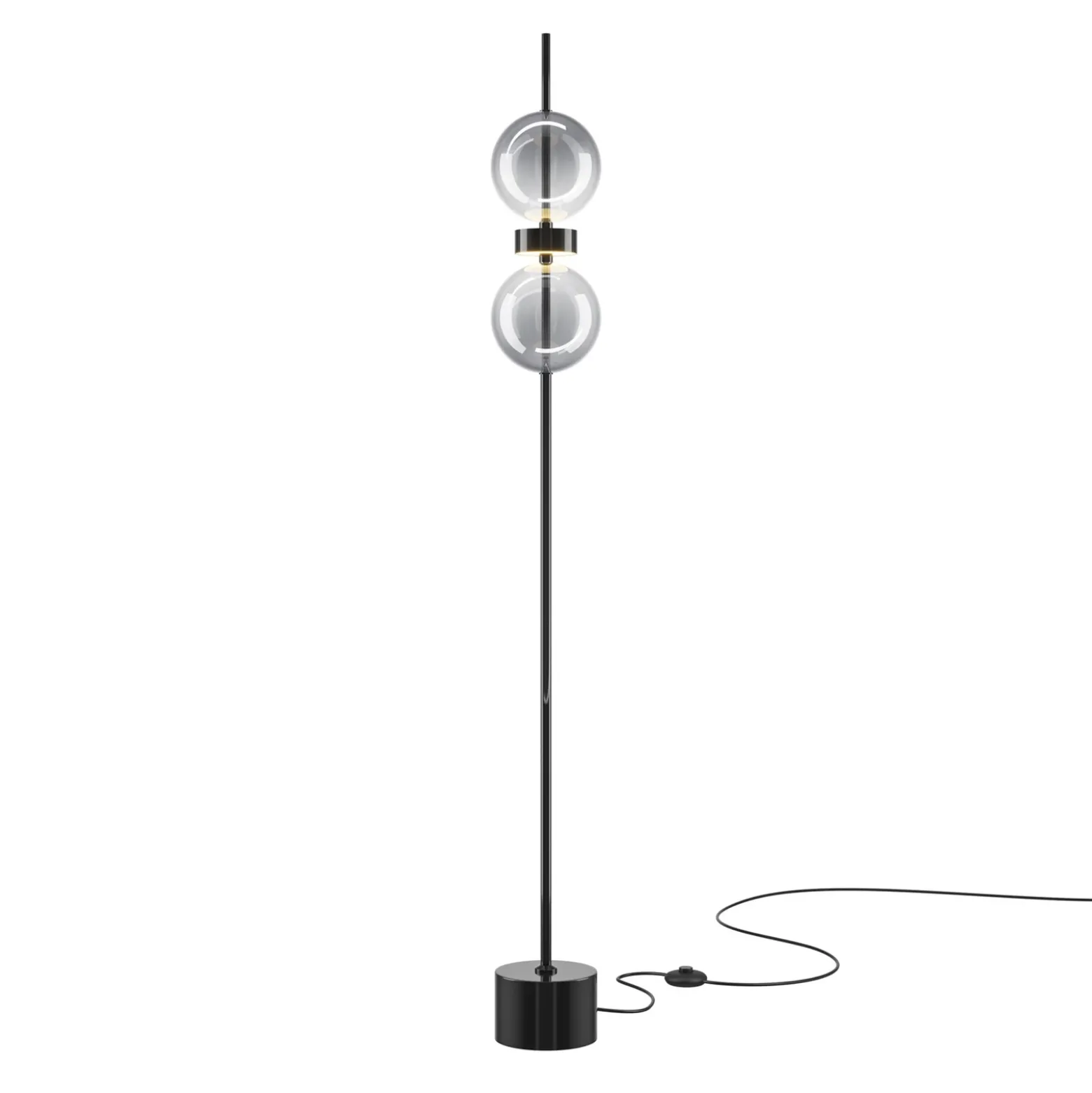 Lámpara de pie LED DOUBLE MOON, negro/gris ahumado, altura 146 cm