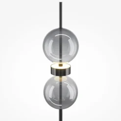 Lámpara de pie LED DOUBLE MOON, negro/gris ahumado, altura 146 cm