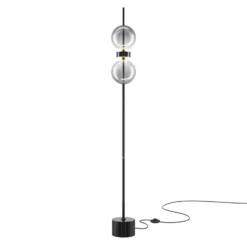 Lámpara de pie LED DOUBLE MOON, negro/gris ahumado, altura 146 cm