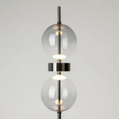 Lámpara de pie LED DOUBLE MOON, negro/gris ahumado, altura 146 cm