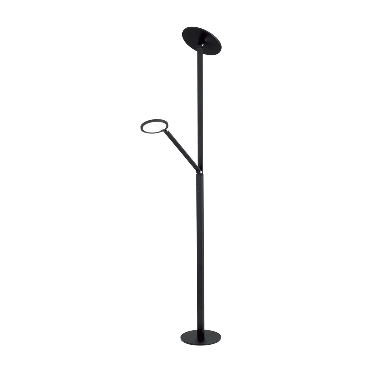 Lámpara de pie LED Fati, altura 181 cm, aluminio, brazo de lectura, atenuador,