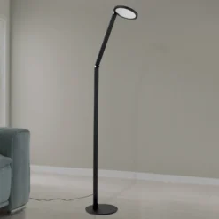 Lámpara de pie LED Fati, altura 136 cm, negro, aluminio, atenuador