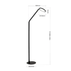 Lámpara de pie LED Fati, altura 136 cm, negro, aluminio, atenuador