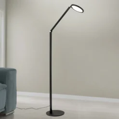 Lámpara de pie LED Fati, altura 136 cm, negro, aluminio, atenuador
