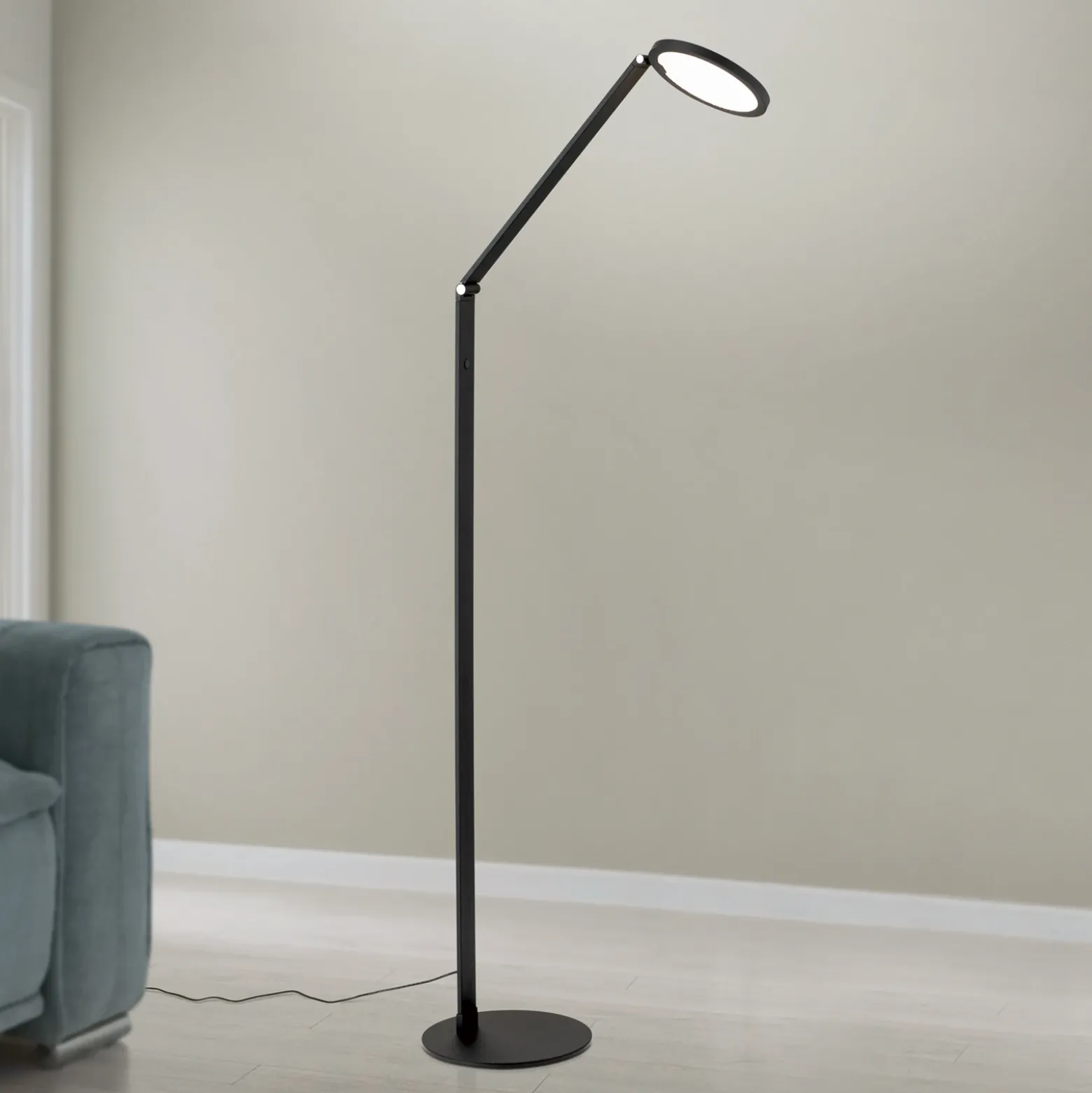 Lámpara de pie LED Fati, altura 136 cm, negro, aluminio, atenuador