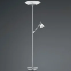 Lámpara de pie LED Findus, 2 luces, níquel