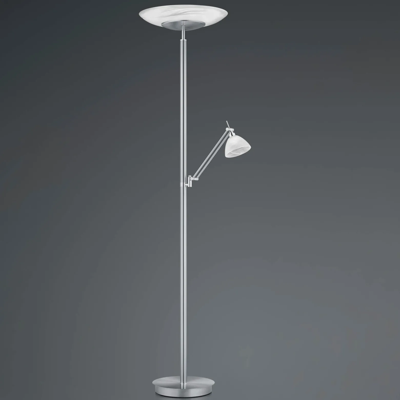 Lámpara de pie LED Findus, 2 luces, níquel