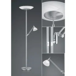 Lámpara de pie LED Findus, 2 luces, níquel