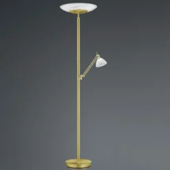 Lámpara de pie LED Findus, 2 luces, latón