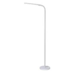 Lámpara de pie LED Gilly, blanca, flexible, metal, altura 153 cm
