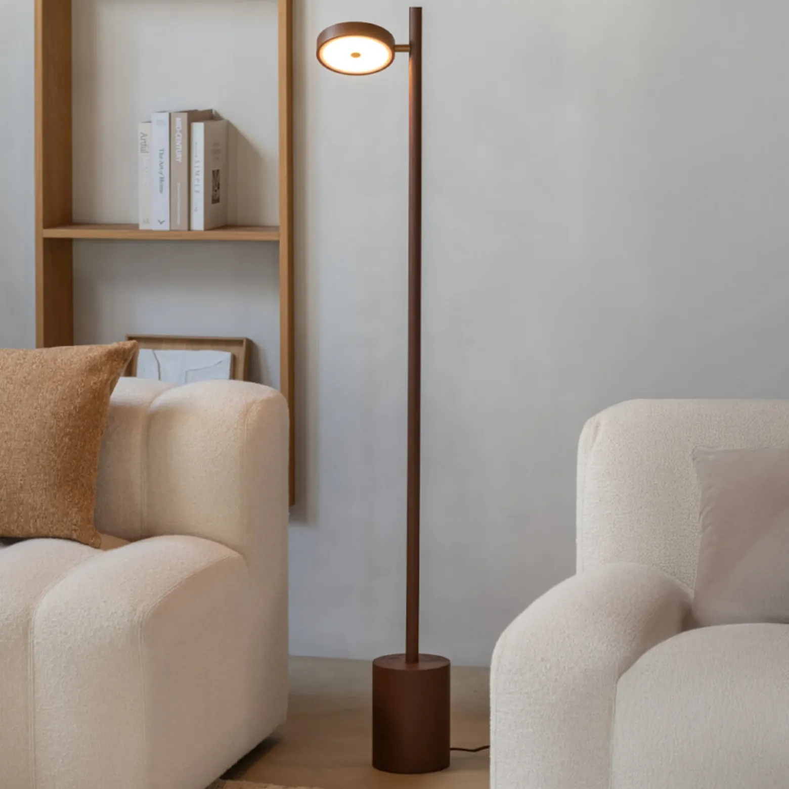 Lámpara de pie LED GOOD & MOJO Okinawa, 1 luz, marrón, 146 cm, madera