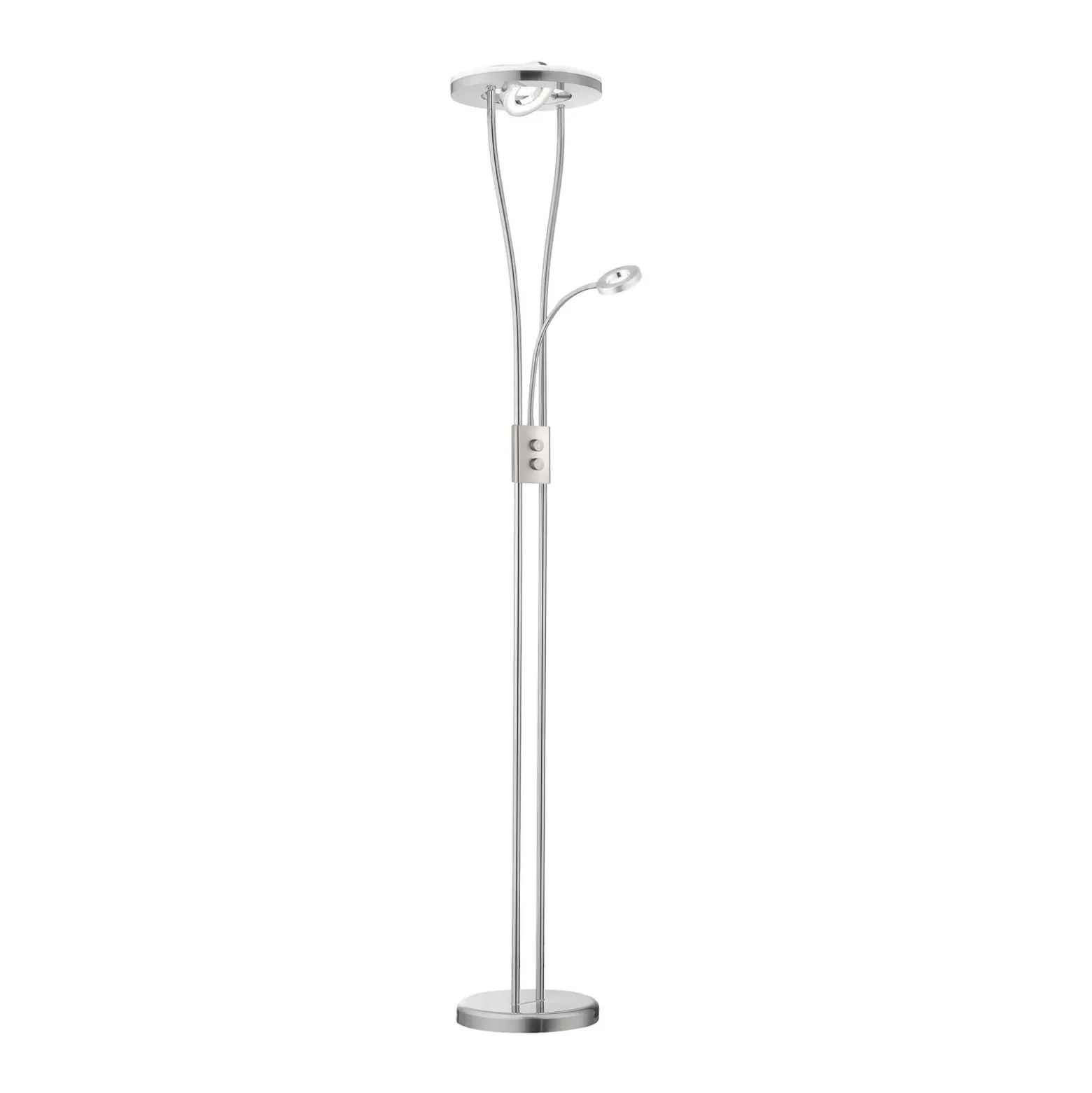 Lámpara de pie LED Helia con lámpara de lectura LED, acero
