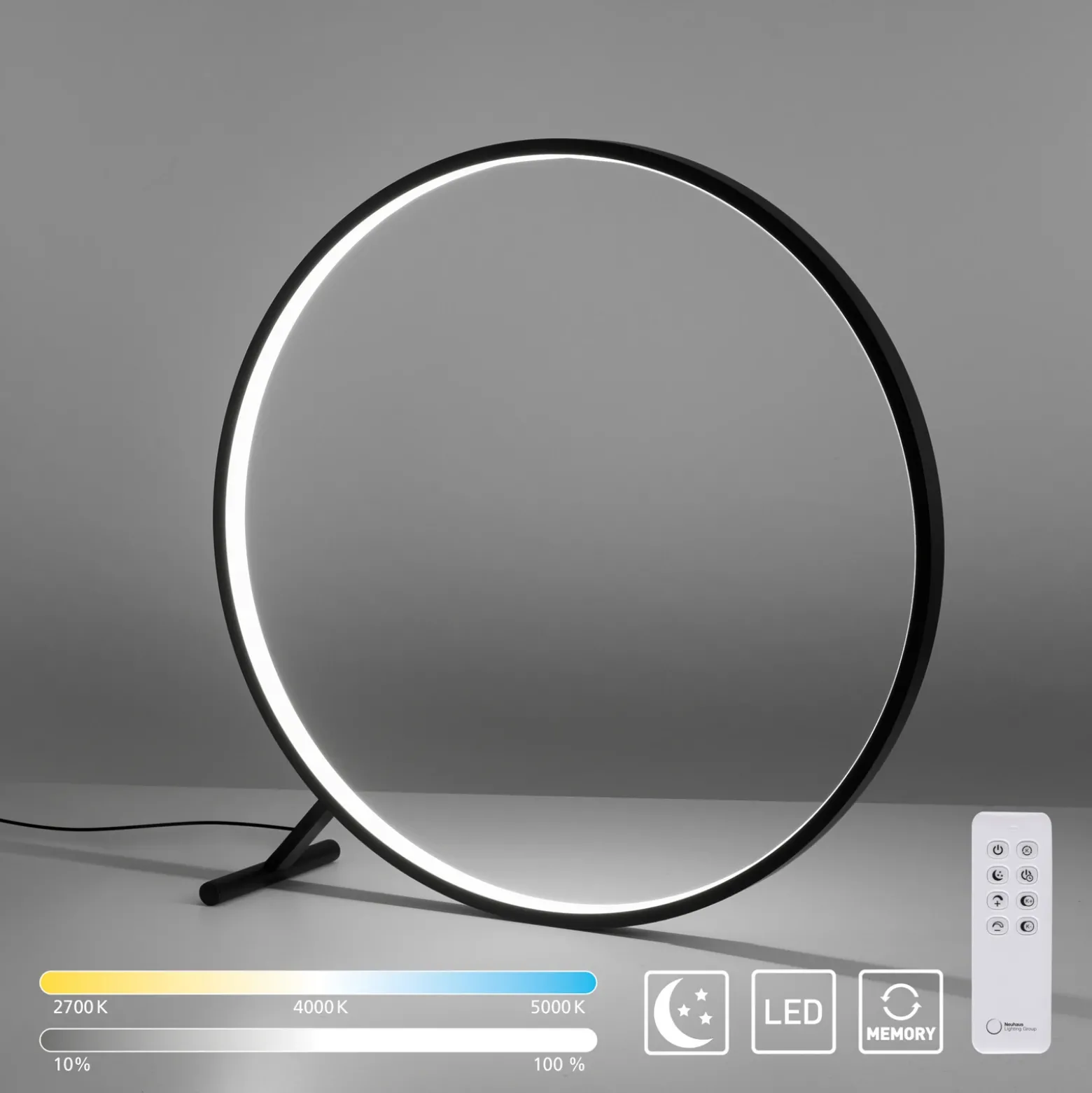 Lámpara de pie LED Hula CCT con control remoto Ø 80 cm