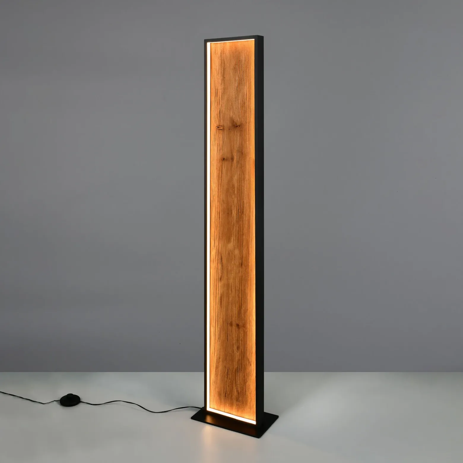 lámpara de pie LED Kalea, altura 120 cm, color madera, madera