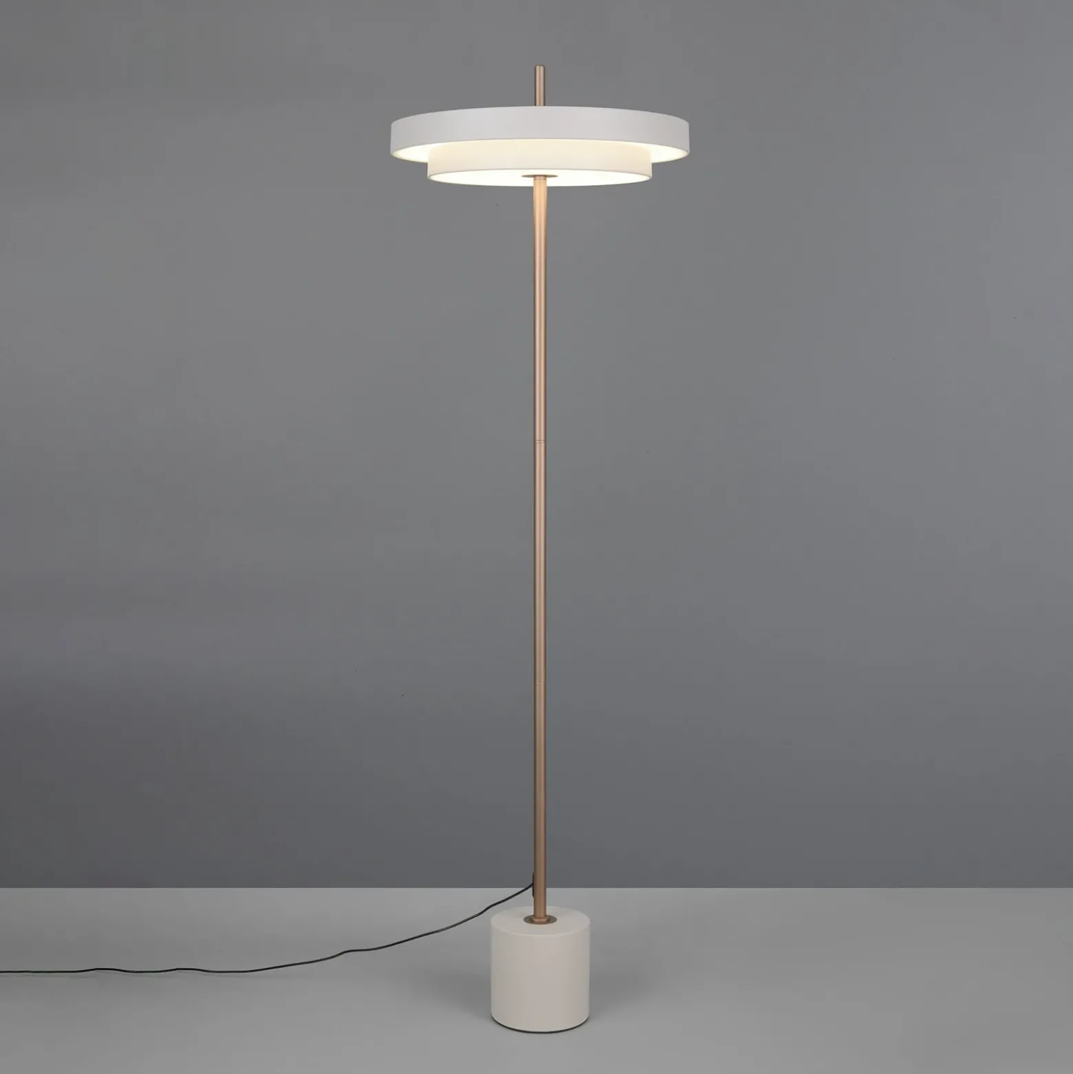 Lámpara de pie LED Keaton, gris claro, altura 138 cm, metal, CCT
