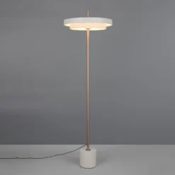Lámpara de pie LED Keaton, gris claro, altura 138 cm, metal, CCT