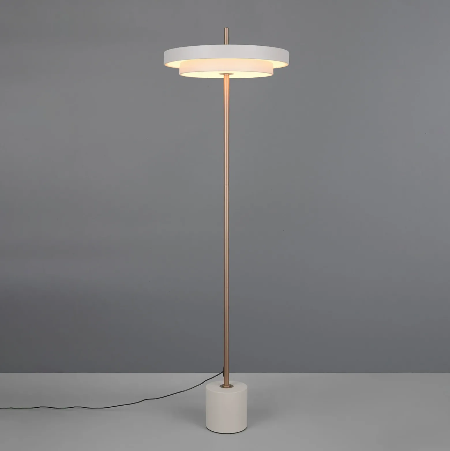 Lámpara de pie LED Keaton, gris claro, altura 138 cm, metal, CCT