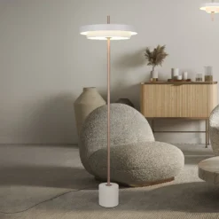 Lámpara de pie LED Keaton, gris claro, altura 138 cm, metal, CCT
