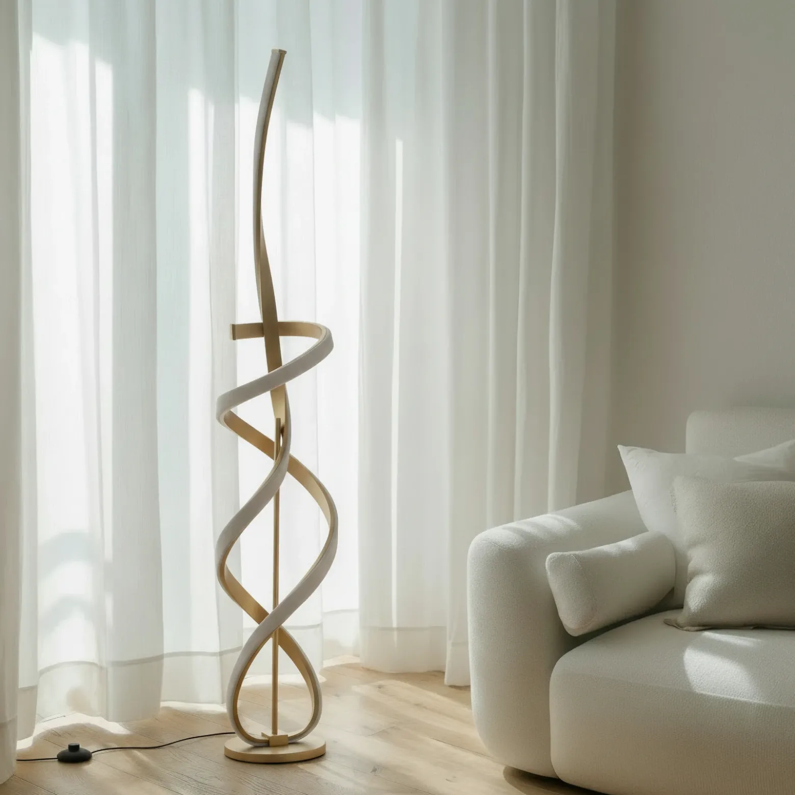 Lámpara de pie LED Kira, altura 140 cm, color dorado, metal, 4000K