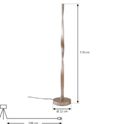 Lámpara de pie LED Lindby «Jaren», negra/marrón, 114 cm, CCT