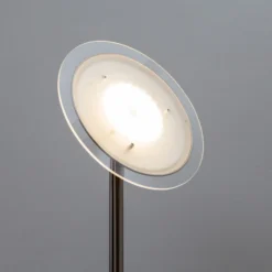 Lámpara de pie LED Lindby Malea, color níquel, atenuable, 180 cm