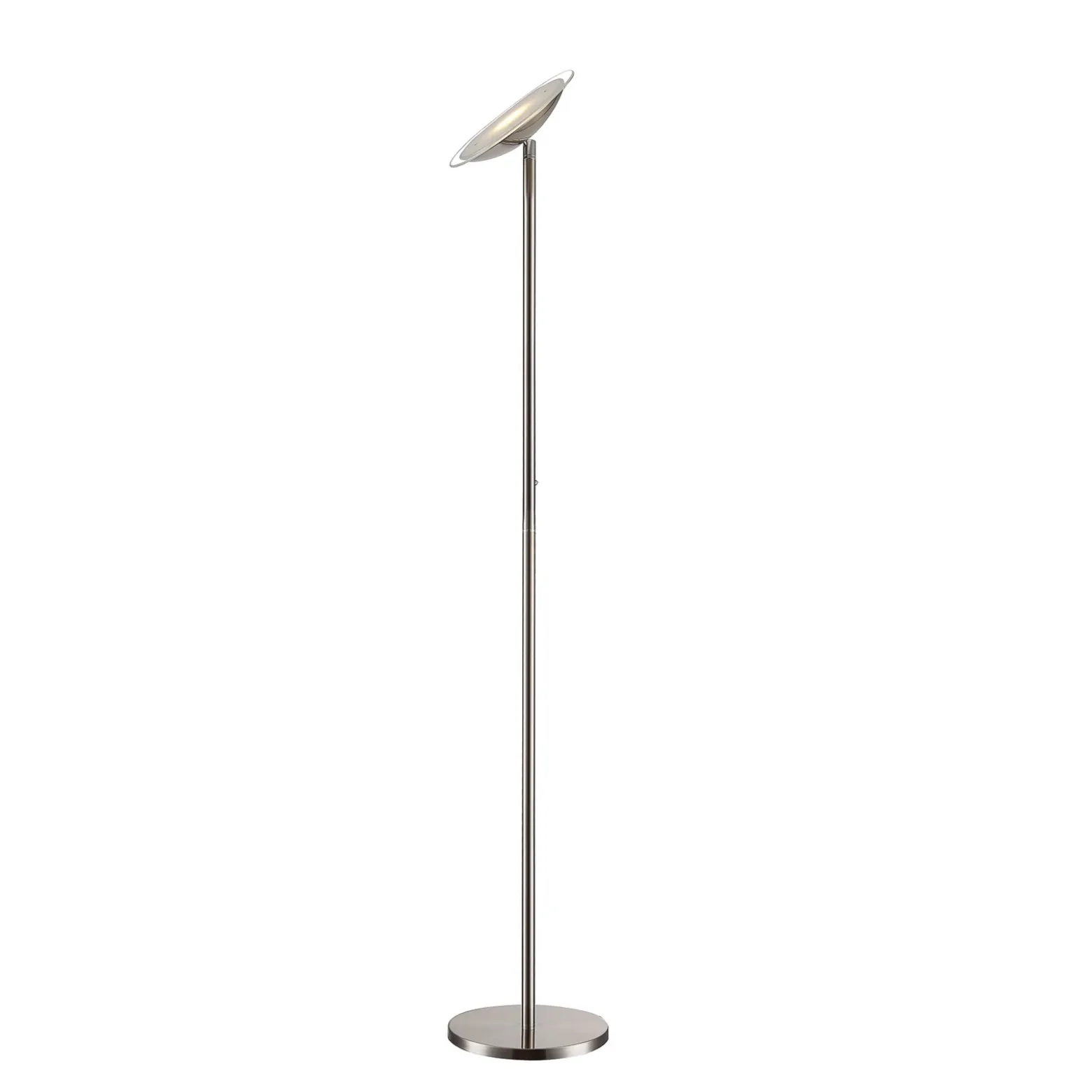 Lámpara de pie LED Lindby Malea, color níquel, atenuable, 180 cm