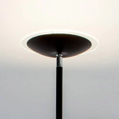 Lámpara de pie LED Lindby Malea, negra, de metal, atenuable, 180 cm