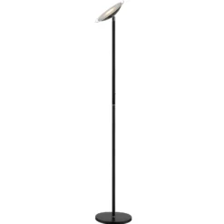 Lámpara de pie LED Lindby Malea, negra, de metal, atenuable, 180 cm