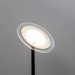 Lámpara de pie LED Lindby Malea, negra, de metal, atenuable, 180 cm