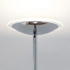 Lámpara de pie LED Lindby Malea, color cromo, atenuable, 180 cm