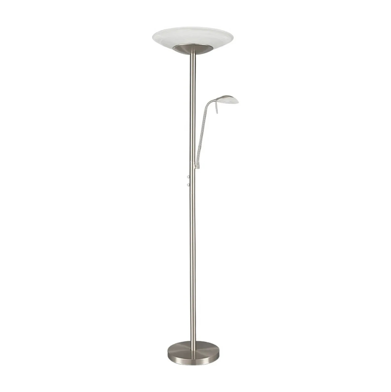 Lámpara de pie LED Lindby Ragna, brazo de lectura, níquel, atenuable