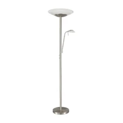 Lámpara de pie LED Lindby Ragna, brazo de lectura, níquel, atenuable