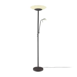 Lámpara de pie LED Lindby Ragna, brazo de lectura, marrón oscuro, atenuable