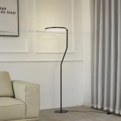 Lámpara de pie LED Lindby Rayón, negro, metal, altura 150,3 cm