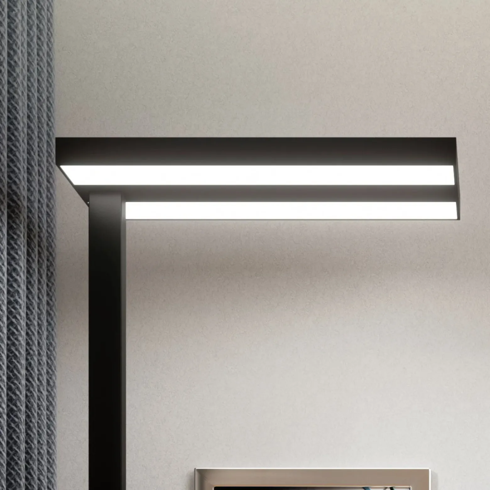 Lámpara de pie LED Logan Basic de Arcchio, negra, 7500 lm, atenuable