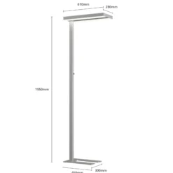 Lámpara de pie LED Logan Basic de Arcchio, plateada, 6000 lm, atenuable
