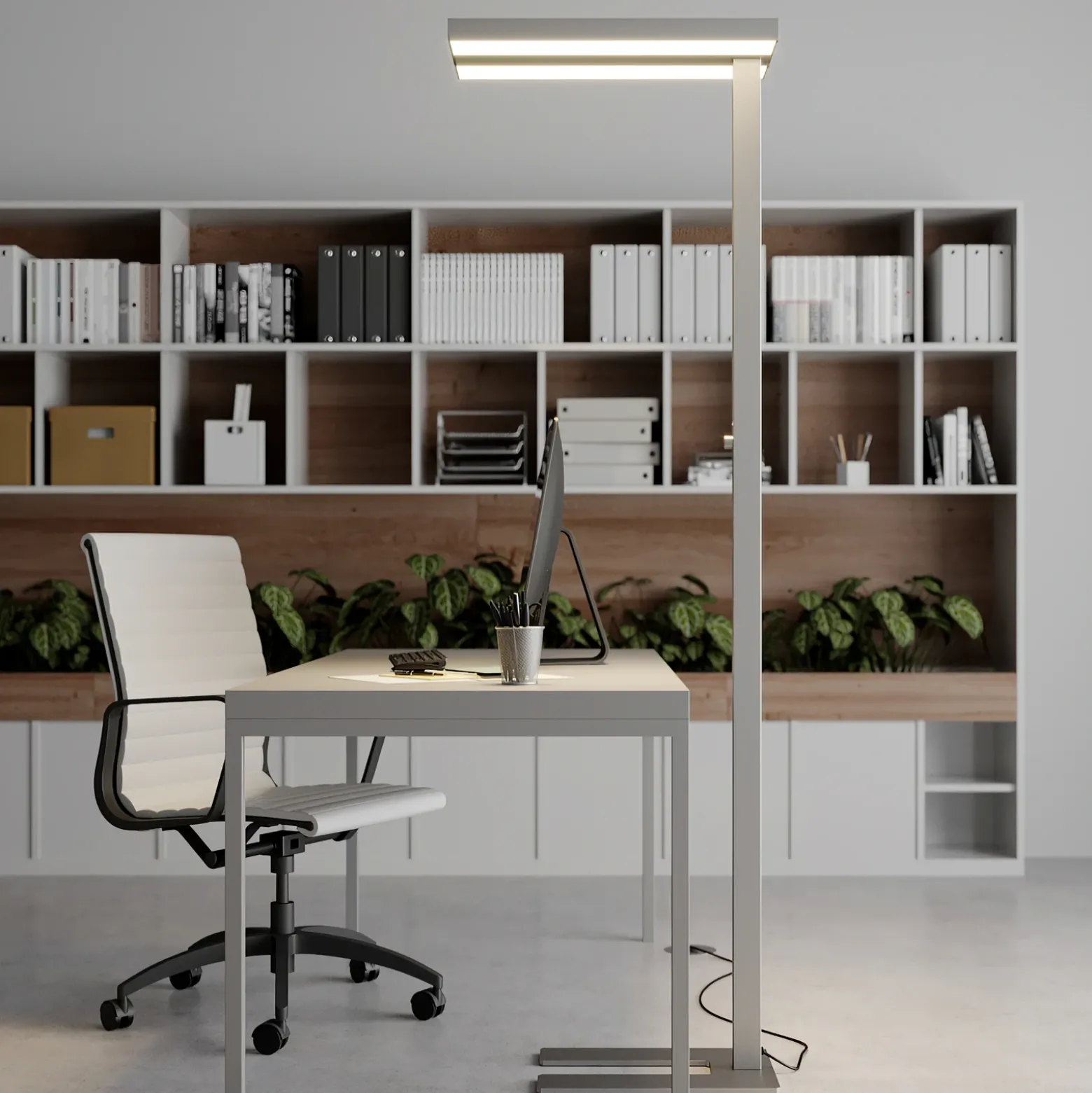 Lámpara de pie LED Logan Basic de Arcchio,juego de 2, plateada, 6000 lm