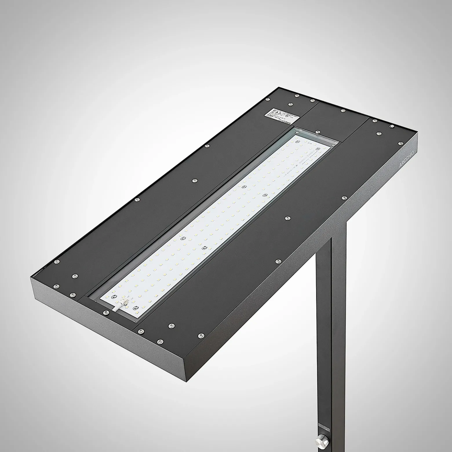 Lámpara de pie LED Logan Pro de Arcchio, negra, con sensor, atenuable