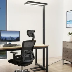 Lámpara de pie LED Logan Pro de Arcchio, negra, con sensor, atenuable