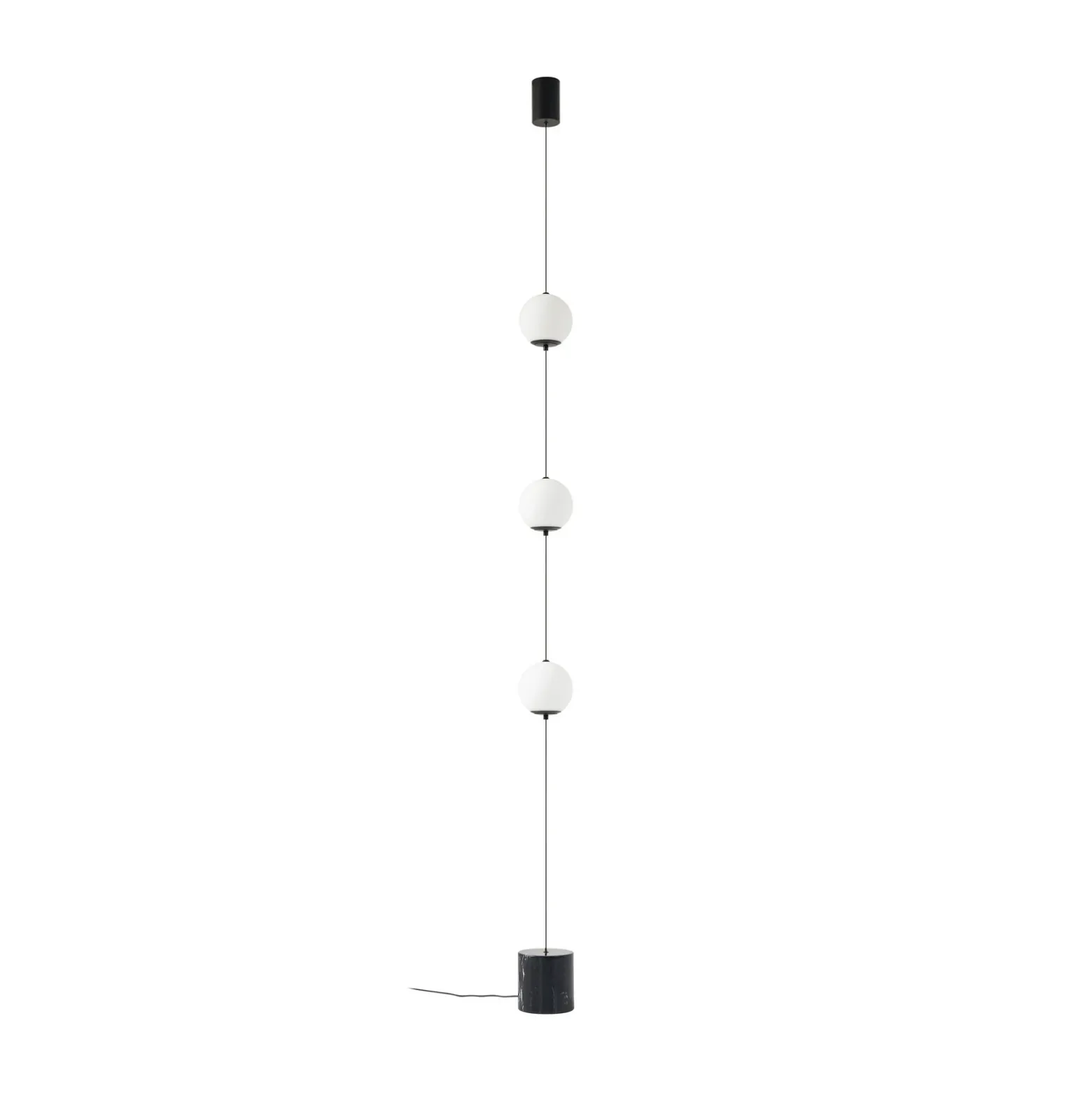 Lámpara de pie LED Lucande Darrow, negro/ópalo, cristal, atenuable