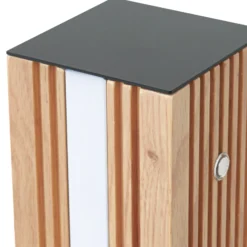 Lámpara de pie LED Lucande Lieske, negro, roble, atenuable