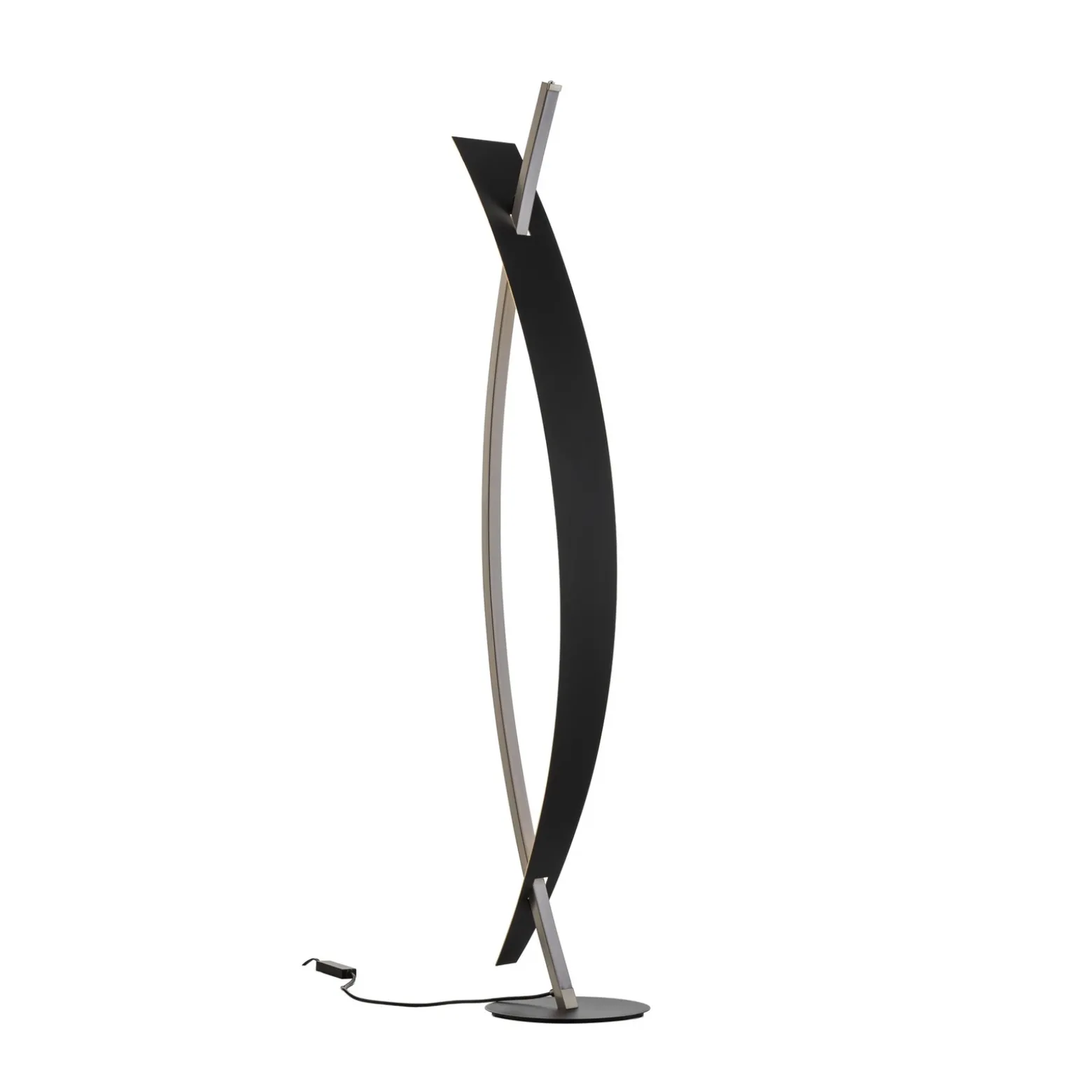 Lámpara de pie LED Lucande Marija, negra, metal, altura 140 cm