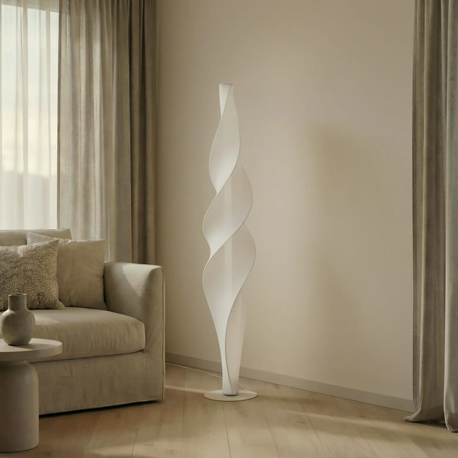 Lámpara de pie LED Lucande Novelle, blanca, CCT, altura 137 cm