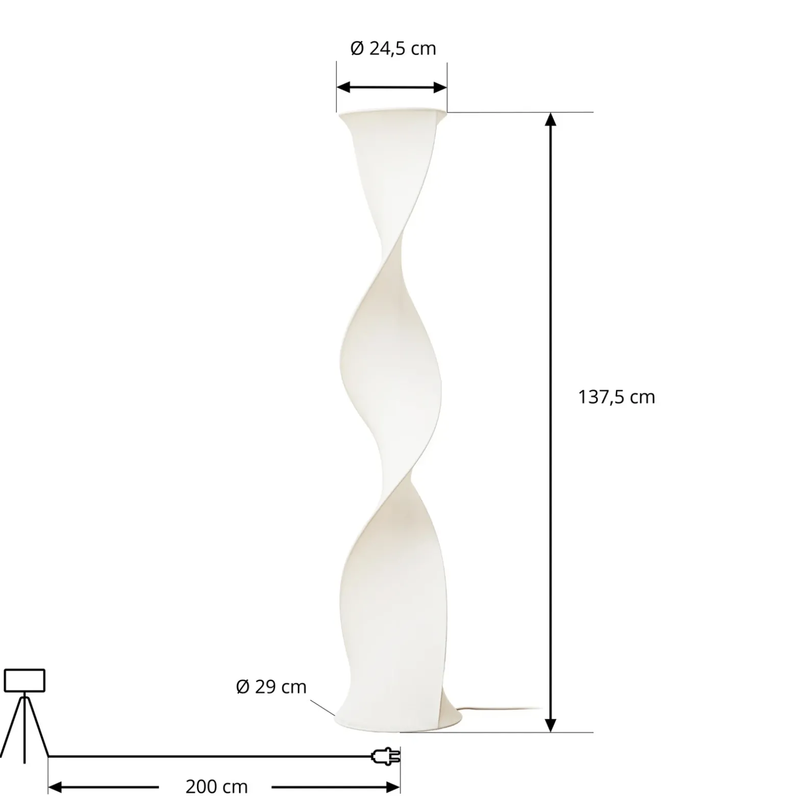 Lámpara de pie LED Lucande Novelle, blanca, CCT, altura 137 cm, Ø 29 cm